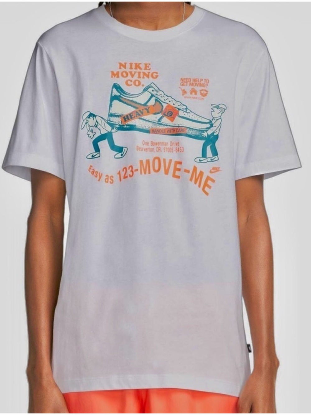 Nike Moving Co. White Graphic Tee L